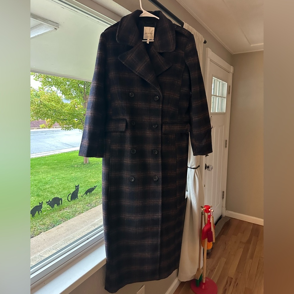 Avec Les Filles Double Breasted Plaid Coat